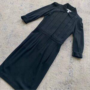 Diane Von Furstenberg Wool Blend Sheath Dress 4 Classic Pleated Collar